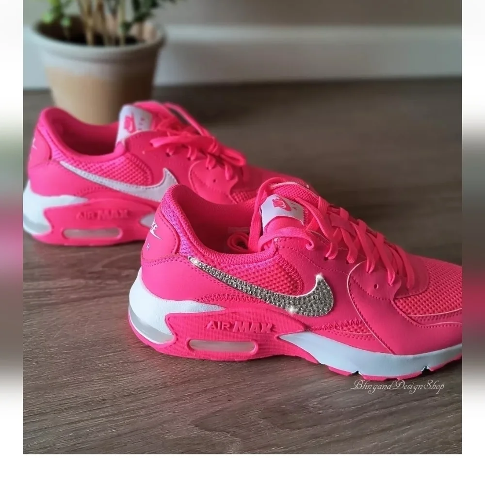Nike Air Max Excee Womens Pink Sneakers Shoes Made with Swarovski Crystals